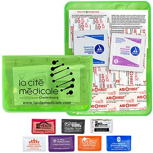 "Heal-on-the-Go L" 10 Piece Economy First Aid Kit in Colorful Vinyl Pouch